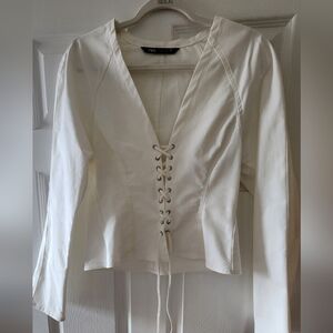 Zara Lace Front Cream Top